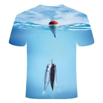 Nova 3d Ribiško Palico Majica s kratkimi rokavi za Prosti čas T-Shirt 3d Smešno Ribe Moških In Žensk Natisnjen Tshirt Hip Hop T-Shirt Harajuku Azijskih Velikost S-6xl