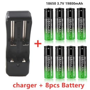 Nova baterija 18650 3,7 V 19800 MAH Li ion polnilna baterija 18650 batery +1pcs 18650 baterijo, polnilnik