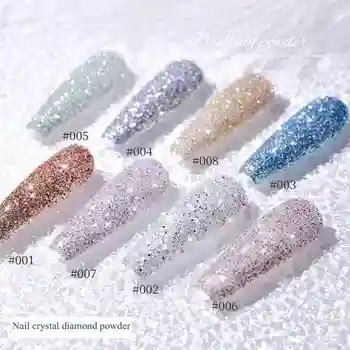Novi Kristalni Diamond Laki V Prahu Vrtanje V Prahu Pisane Diamant Prah Nail Art Bleščice V Prahu Nail Art Svetleči Prah