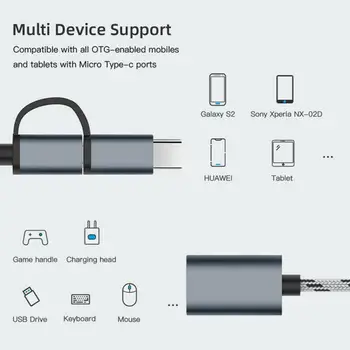 Novo 2 V 1 OTG Kabel Najlon Vrvice USB 3.0 Na Mikro USB Tip C za Sinhronizacijo Podatkov, Adapter Za Huawei Za MacBook U Disk Tipa C OTG