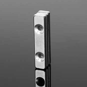 Novo 3pcs Močno Kocke Blok Magnet 50x10x5mm Dvojna Luknja 4,5 mm Izvrtino Redke Zemlje Neodim Magneti