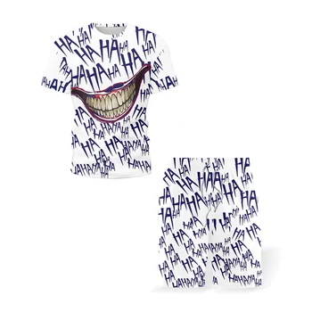 Poletni Kompleti Moških Kratek Rokav Hip Hop Velika Usta Natisnjeni Moška T-Shirt Hlače Beach Set 2021 Smešno Trendy Mladine Športna Oblačila 5XL