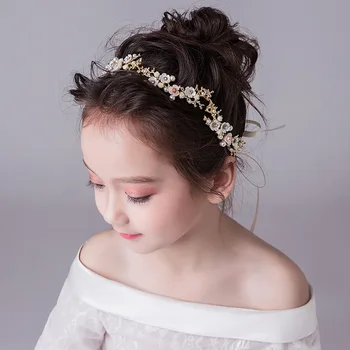Poroka Ornament Pokrivala Moda Dekleta Hairbands Otroci Srčkan Cvet Glavo Rojstni Dekleta Lase Pribor