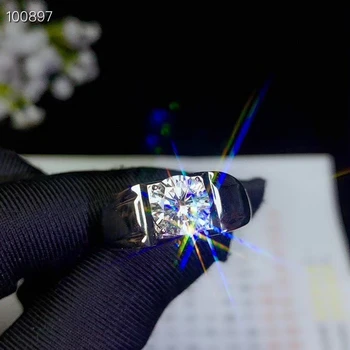 Prasketanje moissanite gemstone obroč za človeka, nakit zaročni prstan za poroko 925 sterling srebrni prstan rojstni dan, Novo Leto darilo