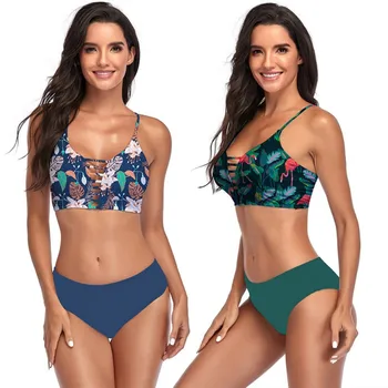 Seksi Leopard Tiskanja Dva Kosa Kopalke Ženske Visoko Pasu Bikini Plavanje Kopalke Brazilski Bikini Kopalk Beach