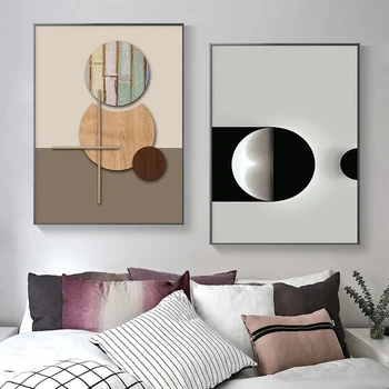 Sodobno Abstraktno Črno Bel Industrijske Slog Geometrijske Umetniško Platno Slikarstvo Plakat in Tiskanje Wall Art Slike za dnevno Sobo