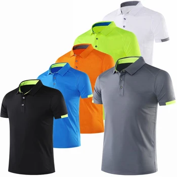 Tek Moških Kratek Sleeve Majica Quick Dry Dihanje Slim Fit Vrhovi Tees Šport Fitnes Gym Golf Tenis Športna polo moški