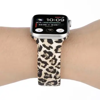 Tiskanje Silikonski trak za Apple watch band 44 mm 40 mm 42mm 38 mm ženska Leopard zapestnica za iWatch serije 6 SE 5 4 3 Pribor