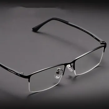 Ultralahkih poslovnih titanove zlitine okvir očal moški pol okvir kovinski optični okvir ženski recept očala P9916