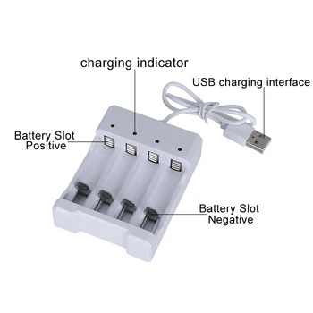 Univerzalni Polnilnik Baterij USB 4 Reže AAA AA Baterija za ponovno Polnjenje Polnjenje Postajo S kratkostična Zaščita Baterije Polnilnik