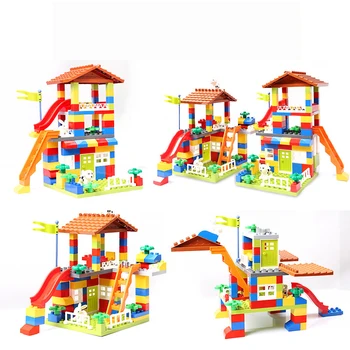 Velika Velikost Stran gradniki igrače Velikih Delcev Strehe Blokov Združljiv Duploed Mestna Hiša, Grad Opeke Igrače Za Otroke