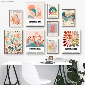Vintage Steni Plakat Nastavite Henri Matisse Plakat Sodobne Abstraktne Slike, Platno, Okrasna Natisne Steno Slikarsko Platno