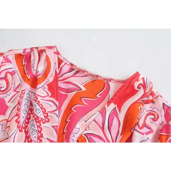 WXWT Za 2021 Moda za Ženske Geometrijo Tiskanja Obleko Pol Rokav Lok Ženske Plaži, Mini Obleko Vestidos OZZ1080