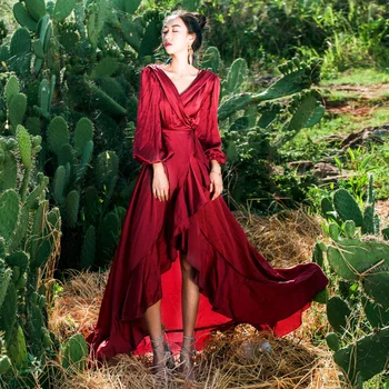 YAMDI plaži backless polna rdeča vzletno-pristajalne steze 2020 dolg rokav obleke ženske obleke eleganten stranka letnik luksuzni pomlad poletje boho lady