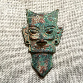 Yin Shang Dinastije Starinsko Končal Bronasto Masko Starih Antičnih Ornament Starine Letnik Spominkov Zbirateljskih Doma Dekor