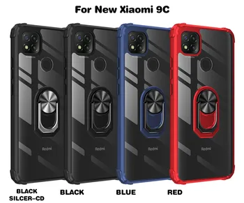 Za Xiaomi Redmi 9 Primeru Avto Magnetno Držalo Obroč Pregledna, Jasno Hrbtni Pokrovček za Redmi 9A 9C Telefon Primerih