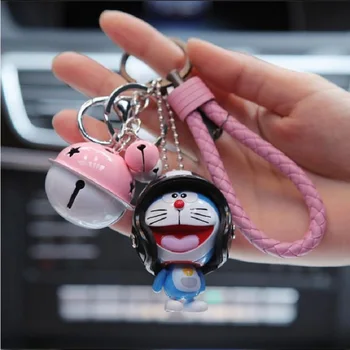 Čelada Doraemon Slika Keychain Strani Stopala Premično Pisane Bell Igrače Doraemon Key Ring Vrečko Obesek za Otroke