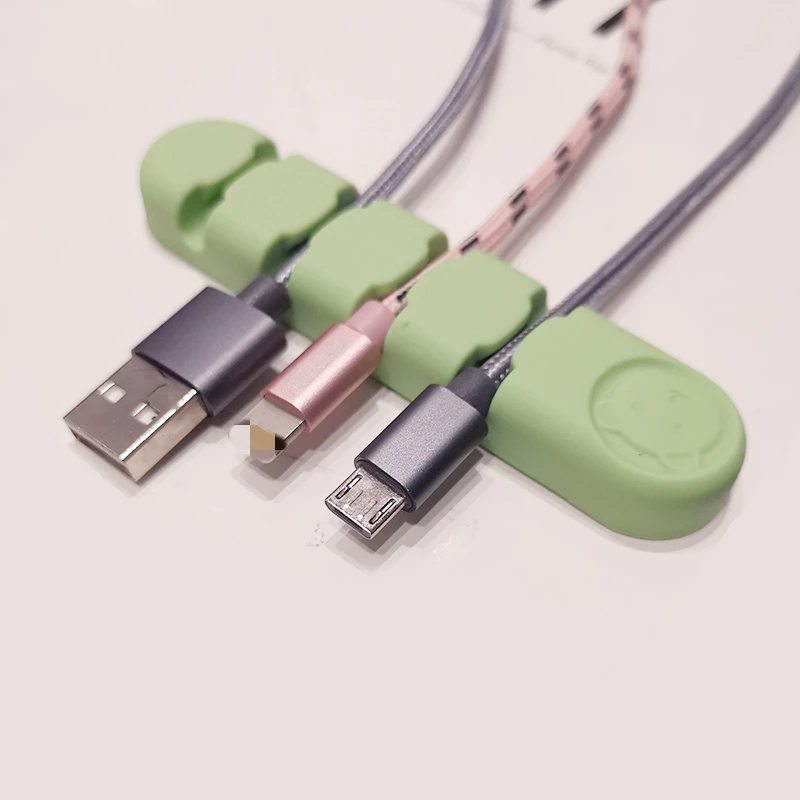 4 Luknje Kabel Organizator Silikonski Kabel USB Navijalec Namizje Urejeno Upravljanje Posnetkov Kabel, Držalo za Miške Slušalke Žične Organizator