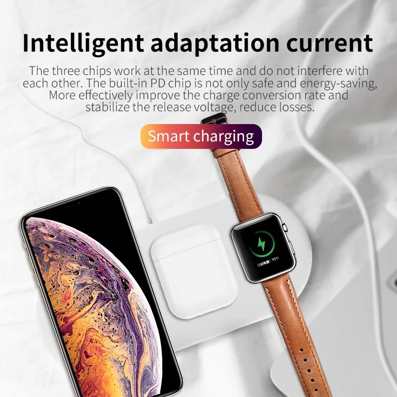15W Qi Hiter Brezžični Polnilnik Stojalo Za iPhone 11 XR X 8 Apple ura 3 v 1 Zložljiva Polnjenje Dock Postajo za Airpods Pro iWatch