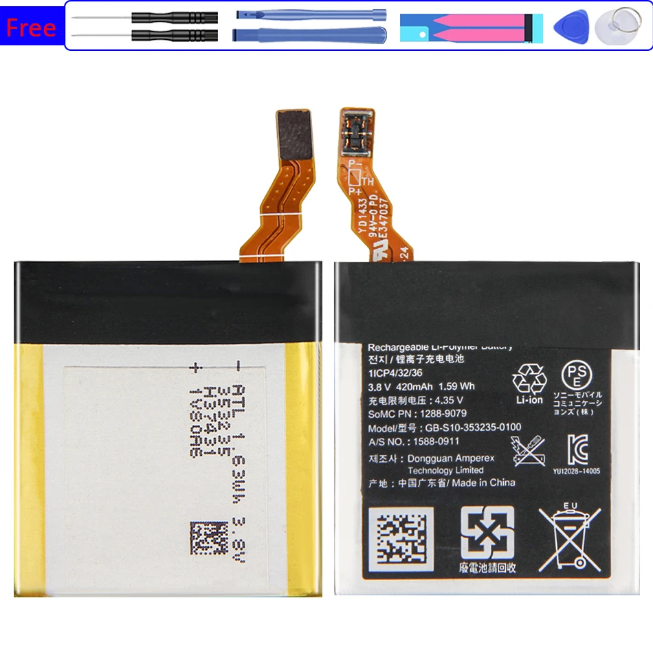 420mAh Baterije GB-S10-353235-0100 Za SONY SmartWatch 3 SW3 SWR50 3SAS