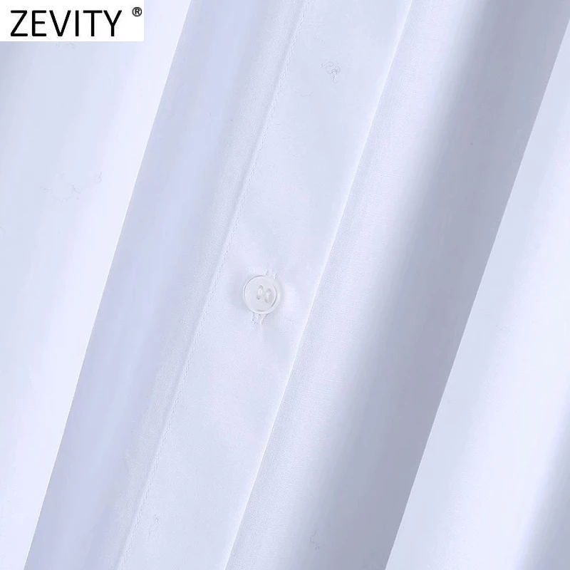 Zevity 2021 Ženske Modni znižuj Ovratnik beloprsi Singl Belo Srajco, Obleko Urad Gospe Priložnostne Svoboden Poslovnih Vestido DS5043