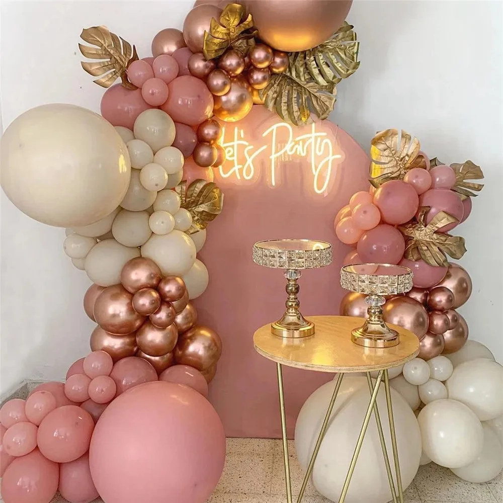 Macaron Rose Pink Balon Garland Arch Komplet Rojstni Dan Dekoracijo Otroci Baby Tuš Poroko Božično Zabavo Balon Dobave