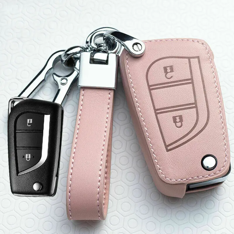 Usnje Avto Ključ Pokrov zaščitni Imetnik Kristalni obesek za ključe, ki Zajema Celotno Primeru Pribor za Toyota Hilux Revo Innova Rav4 Fortuner
