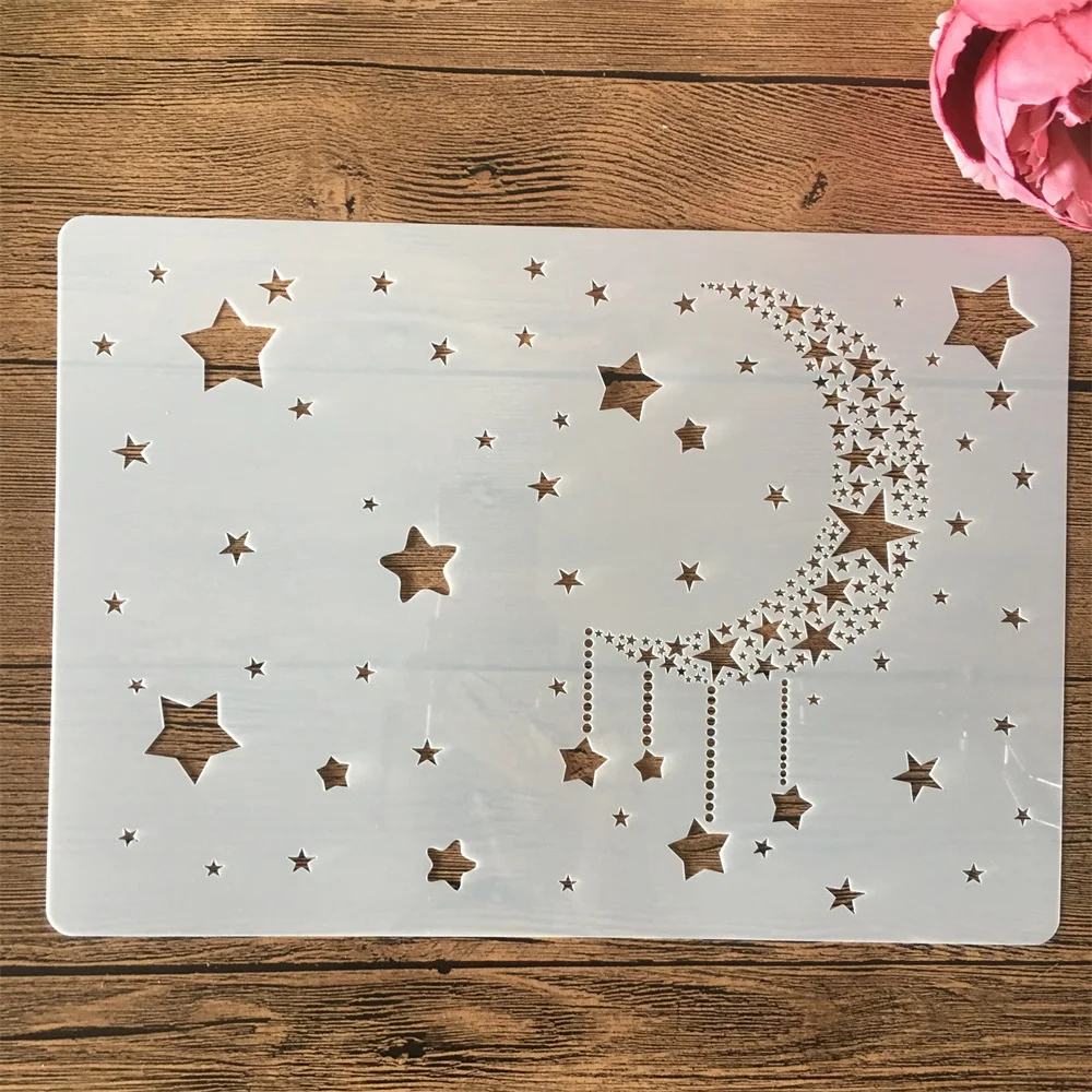 A4 29 cm Luna Star Meteor Tassel DIY Layering Matrice Stensko Slikarstvo Album Kolorit Reliefi Album Dekorativni Predlogo