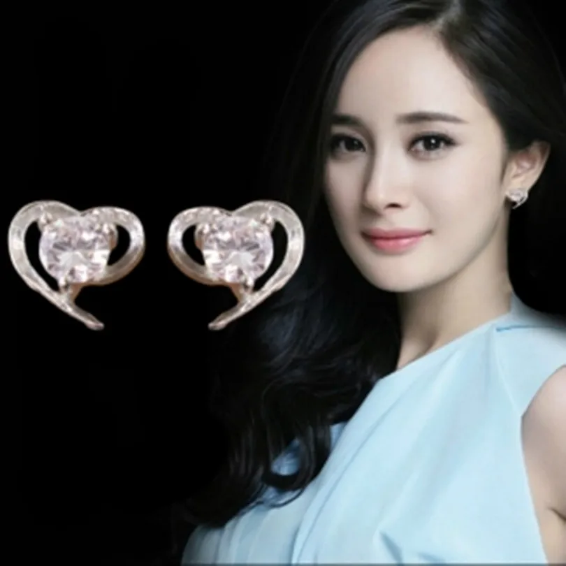 Korejska različica nov modni nakit Bohemian izjavo uhani razkošje preprostega cirkon ljubezen uhani ženski elegantni uhani