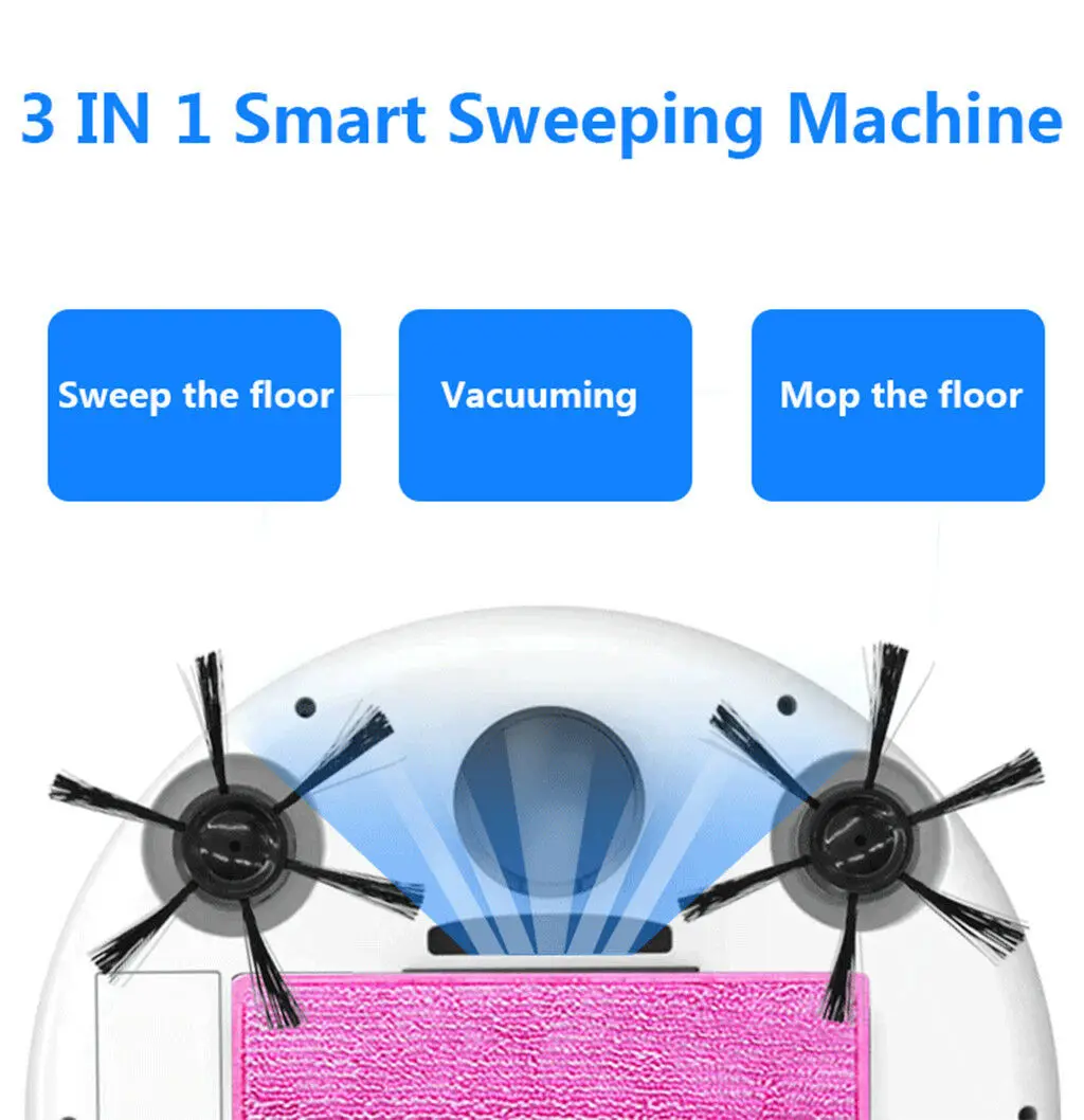 1800Pa Robot sesalnik 3-V-1 za ponovno Polnjenje Auto Smart Pometanje Robot Suho Mokro Pometanje sesalnik Smart Floor Cleaner
