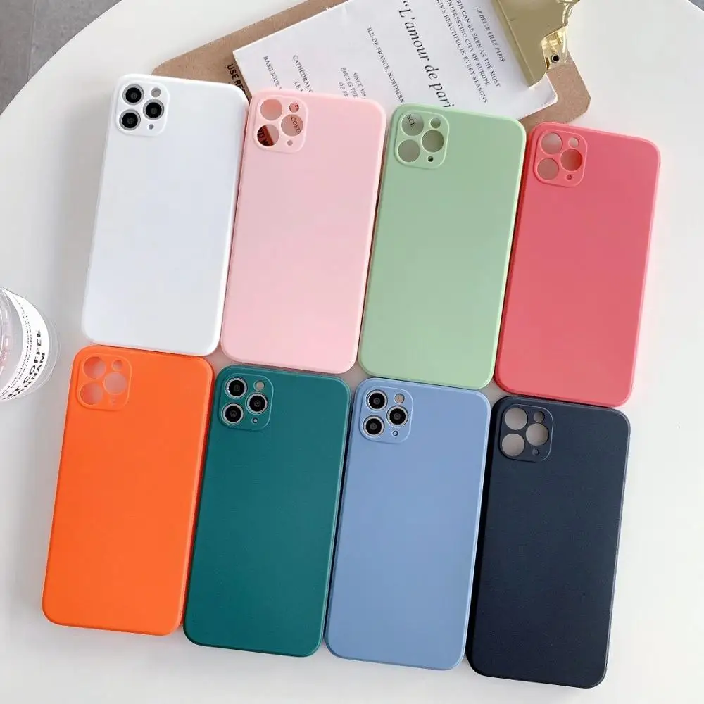 Moda straight edge silikonski mehko Camellia rdeče ohišje Za iphone 12 11 Pro XS MAX X XR SE 7 8 plus oranžna, temno zelena, bela pokrov