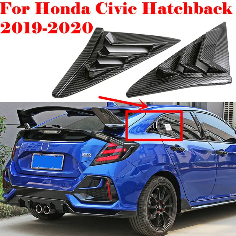 ABS Zadnje Četrtletje Plošča Okno Strani Reže Črnih Ogljikovih Vlaken Barve Vent Nalepko Kritje Za Honda Civic Type R, Hatchback 2020 2021
