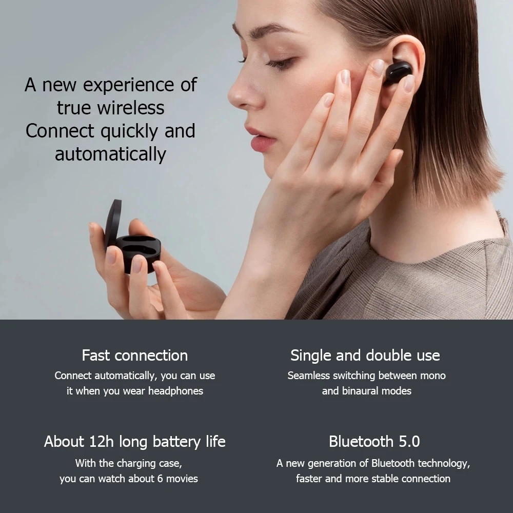 Xiaomi Redmi AirDots 2 5.0 TWS Bluetooth Slušalke MI Pravi Brezžični Čepkov Osnovna 2 HI-fi Slušalke Način Samodejna Povezava AI Nadzor