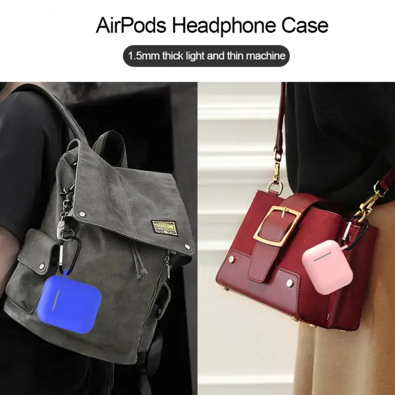 Silikonski Slušalke Primerih Za Airpods Brezžične Slušalke Pokrov Zaščitni Ovitek Za Apple Airpods Primeru S Kavljem