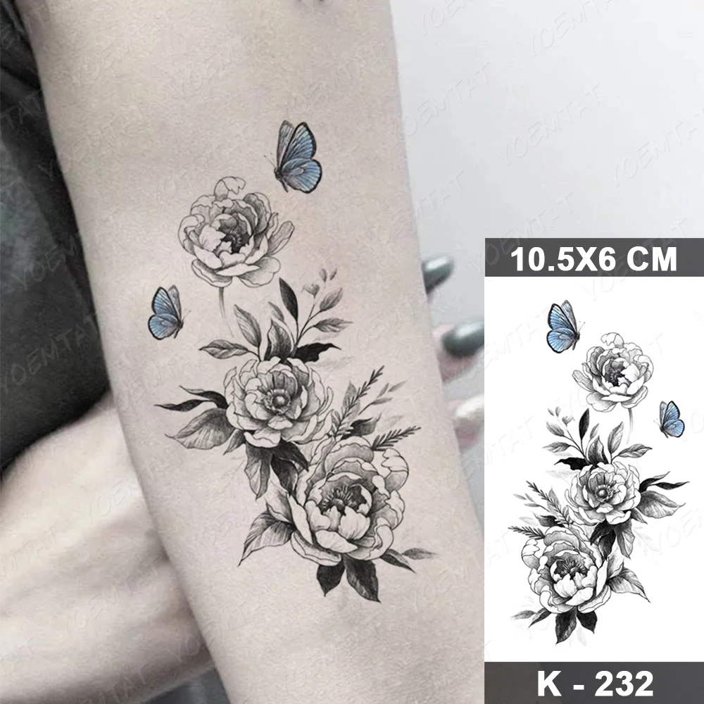 Nepremočljiva Začasni Tattoo Nalepke Črno Točko, Linijo, Sončnično Geometrijske Rose Flash Tattoo Ponaredek Tatto Za Body Art Ženske Moški
