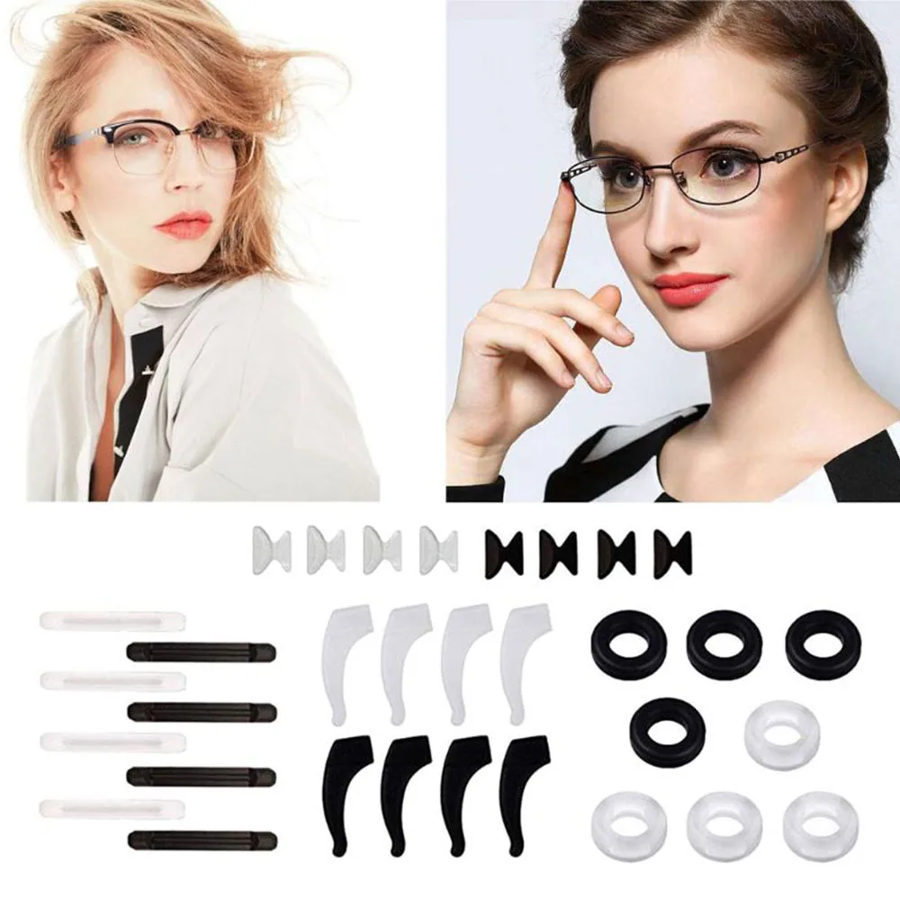 16 Parov Anti-slip Eyeglass Uho Kljuke Silikonski Krog Eyeglass Ohišjih Očala Nos Blazinice za Ušesa Kljuke Kombinacija Set