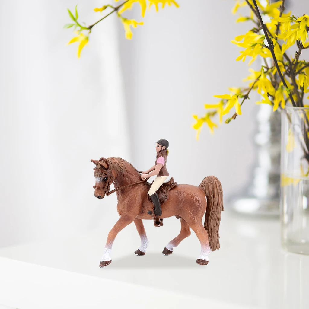 Plastični Živalskega Slika Konja z Rider Zbiranje Igrač Figur Kip Živalskega Modela