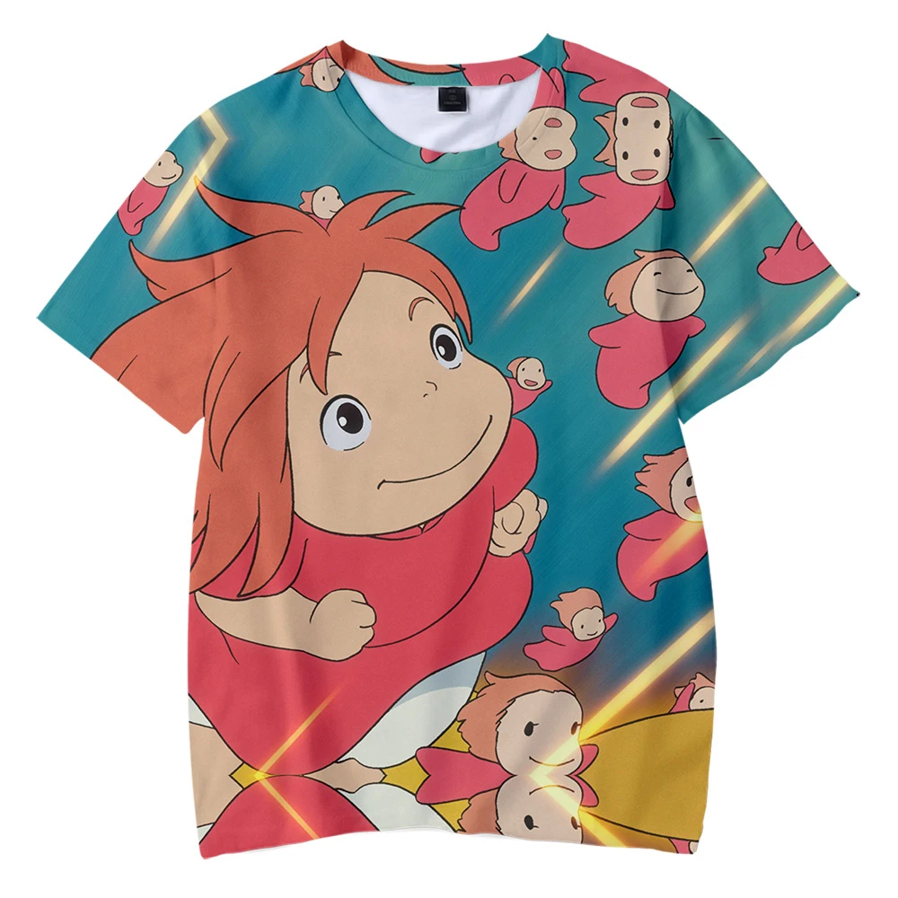 2021 Vroče Prodaje Anime Ponyo na Cliff 3d Tiskanih Majica Fashion Harajuku Slog Kratek Rokav T-majice Unisex Oversize Vrh