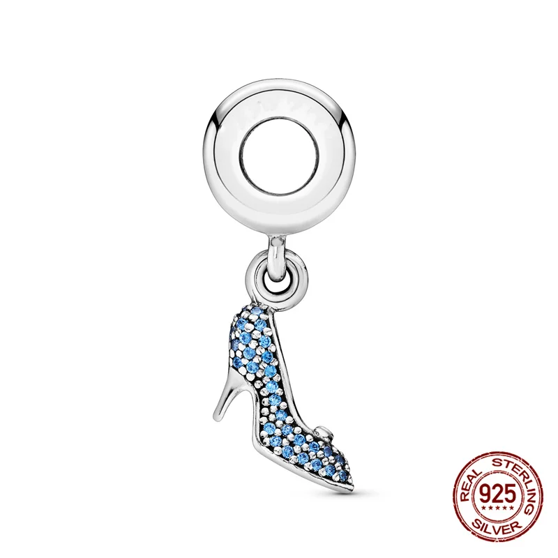 925 Sterling Silver Blue Elegantno Belo Cirkon Visokih Petah Čar Fit Izvirno 3 mm Zapestnica&Bangle Kar Moda DIY Nakit