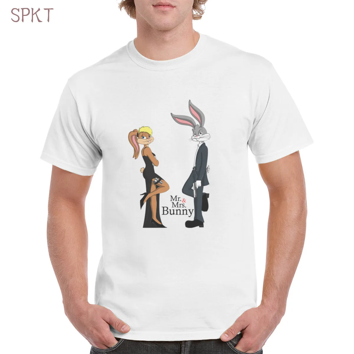 Bugs Bunny in Lola Zajček Zajec majica s kratkimi rokavi Top Mehko Prevelik Cotton Tee Moški/Moški T-Shirt Obleko Pištolo
