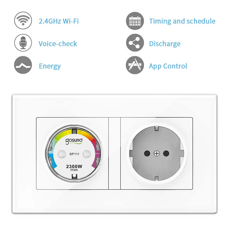 Gosund / Tuya WiFi EU Smart Plug 15A 220V Adapter za Brezžični Daljinski Glasovni Nadzor Moč Spremljati Timer Stojalo za Alexa googlova Domača stran