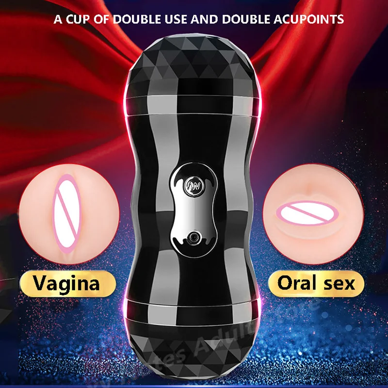 Dvojna Luknja Ustni 3D Globoko Grlo Umetna Vagina z vibriranjem Moški Masturbator Pokal Z l Muco Masturbator Seks Igrače
