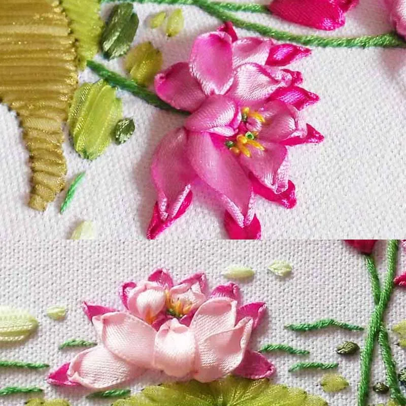 Kitajski Traku Vezenje Needlework Kompleti Navzkrižno Šiv za Začetnike Obrti Šivanje Louts Cvet Doma Stensko Slikarstvo Okrasite