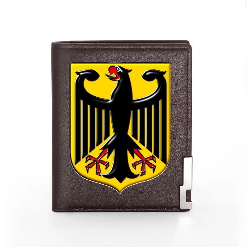 Klasični nemški Grb Tiskanje Moške Denarnice, Usnjeni Torbi Za Moškega Imetnik Kreditne Kartice Kratek Slim Bifold Denarnice Žep