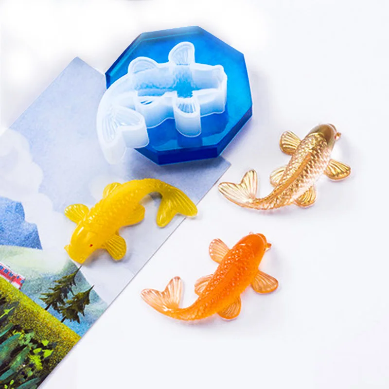 1pc Zlata Riba Epoksi Smolo Plesni 3D Pregleden Silikonske Smole Plesni Fishtail Nakit Plesni Ročno DIY Kar Nakit in Orodje