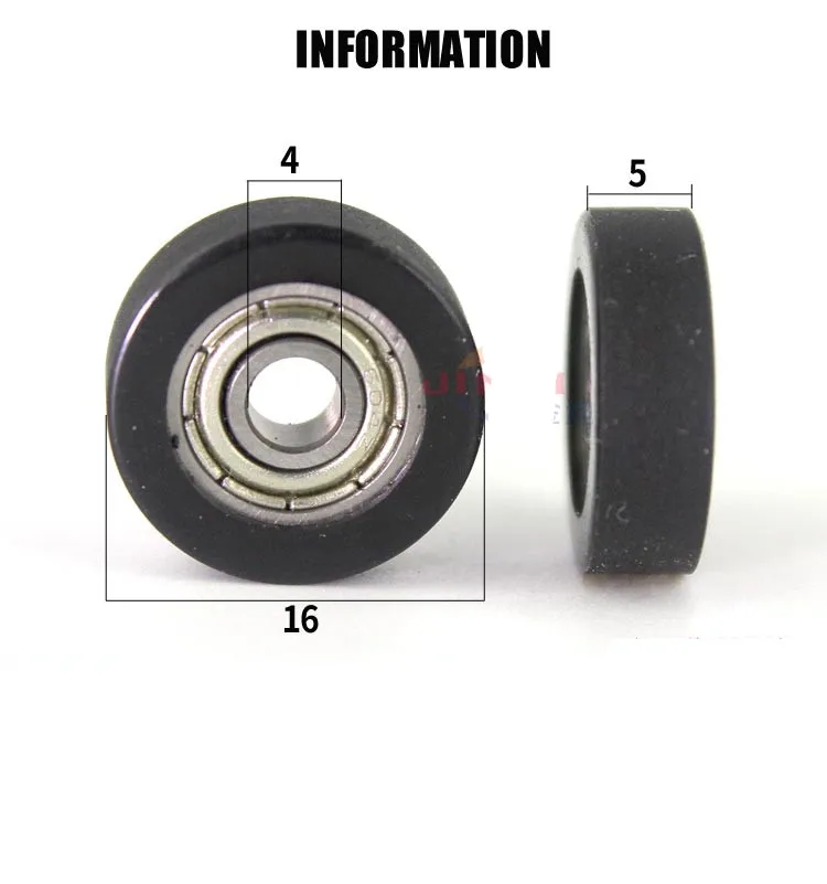 PU 604zz bearing ID 4mm OD 16mm width 5mm 4x16x5mm Container machinery pulley mute bearing