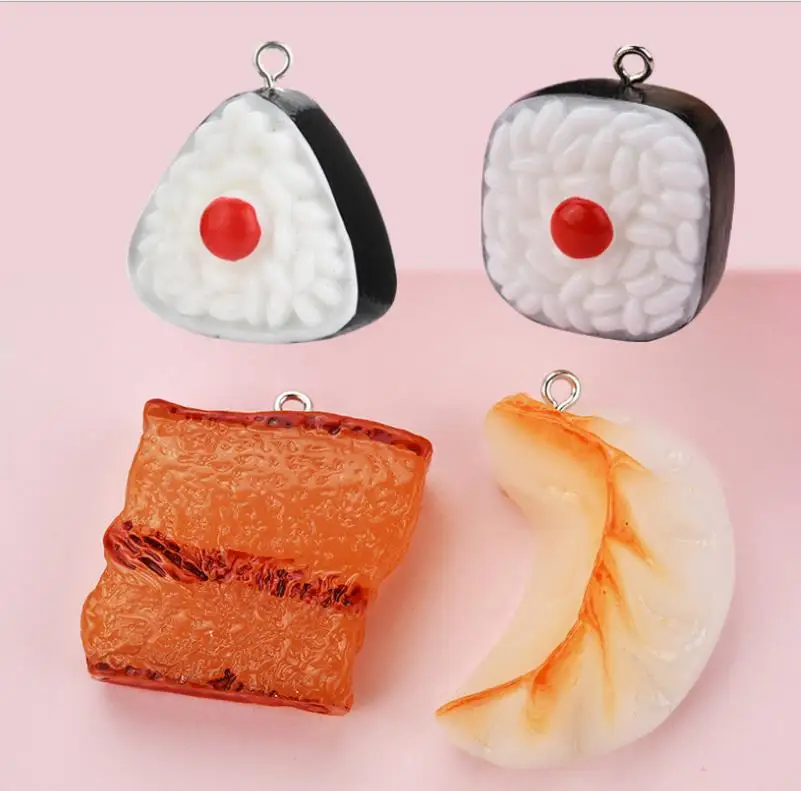 Luštna 3D Smolo cmoki Suši svinjina Simulacije Miniaturni Japonska Hrana Umetnosti Čar DIY Obrti Dekoracijo Za keychain uhani, obesek