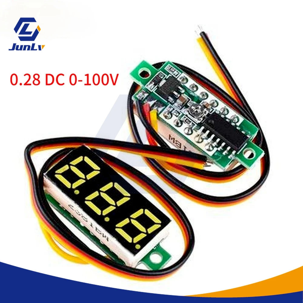 DC 0V-100V 0.28 palčni LED Digitalni Voltmeter Voltmeter Voltov Detektor Plošča Avto Monitor Tester 12V 24V Rdeča Zelena Modra Rumena