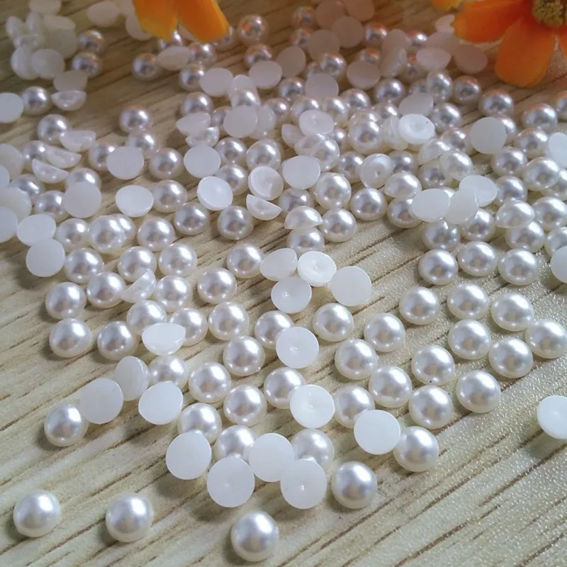 200pcs 6 mm Krog diamond pearl gumbi Nonporous, kot so ravno nazaj, okrašena za poročni nakit obrti / dodatki za lase