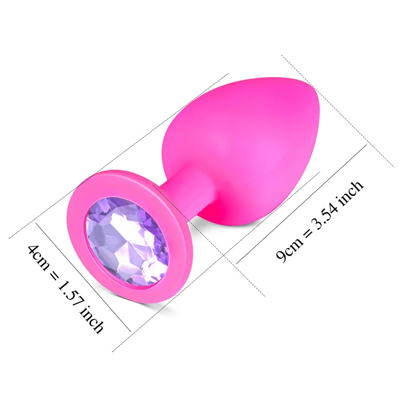 1PC Roza Silikonski Butt Plug Noge Vijolični Kristal, Vdelan na Hrbtu Velikosti S, M, L